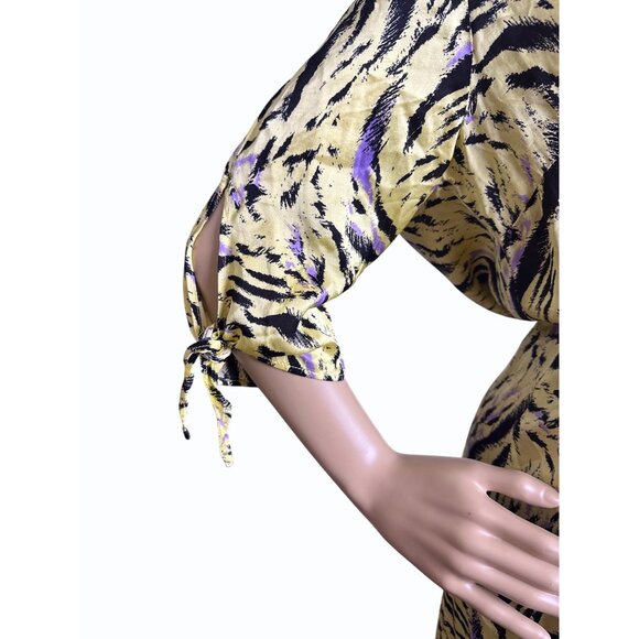 NWT‎ ESQUALO Wrap Dress Zebra Print Yellow Black  Size 8, Ruffle Feminine - Picture 6 of 16